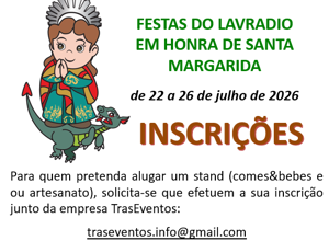 Incrições Festas do Lavradio em Honra da Santa Margarida