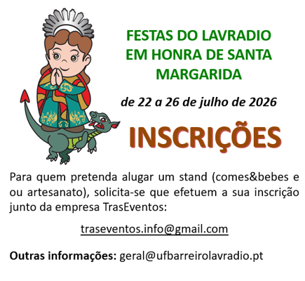 Incricoes Festas Do Lavradio Em Honra Da Santa Margarida