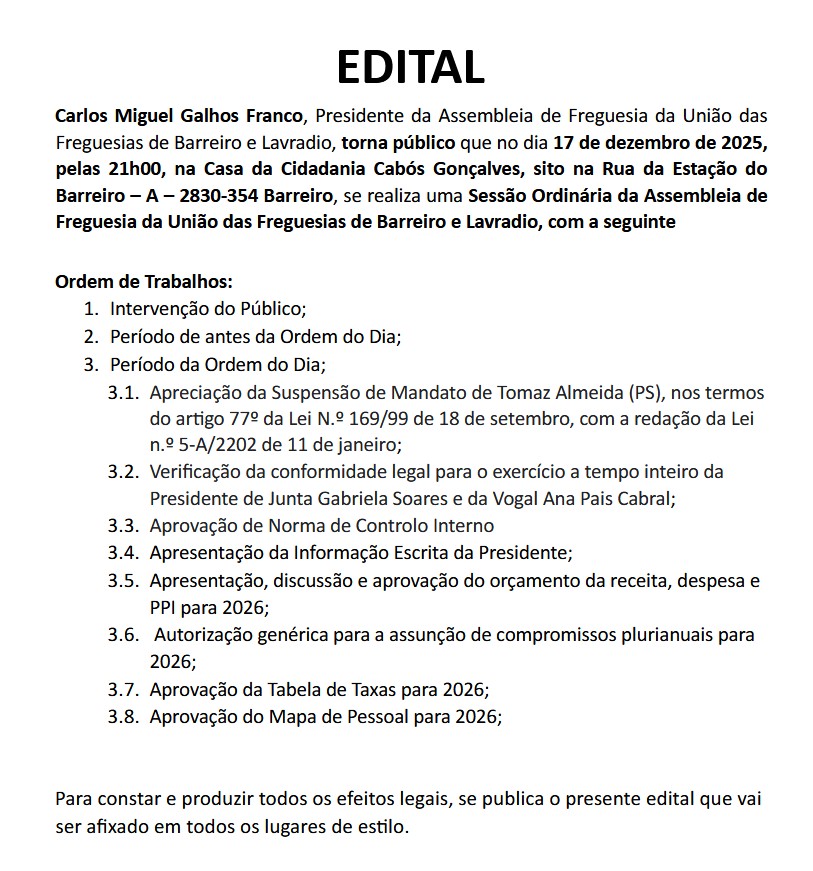 Edital de 17/12
